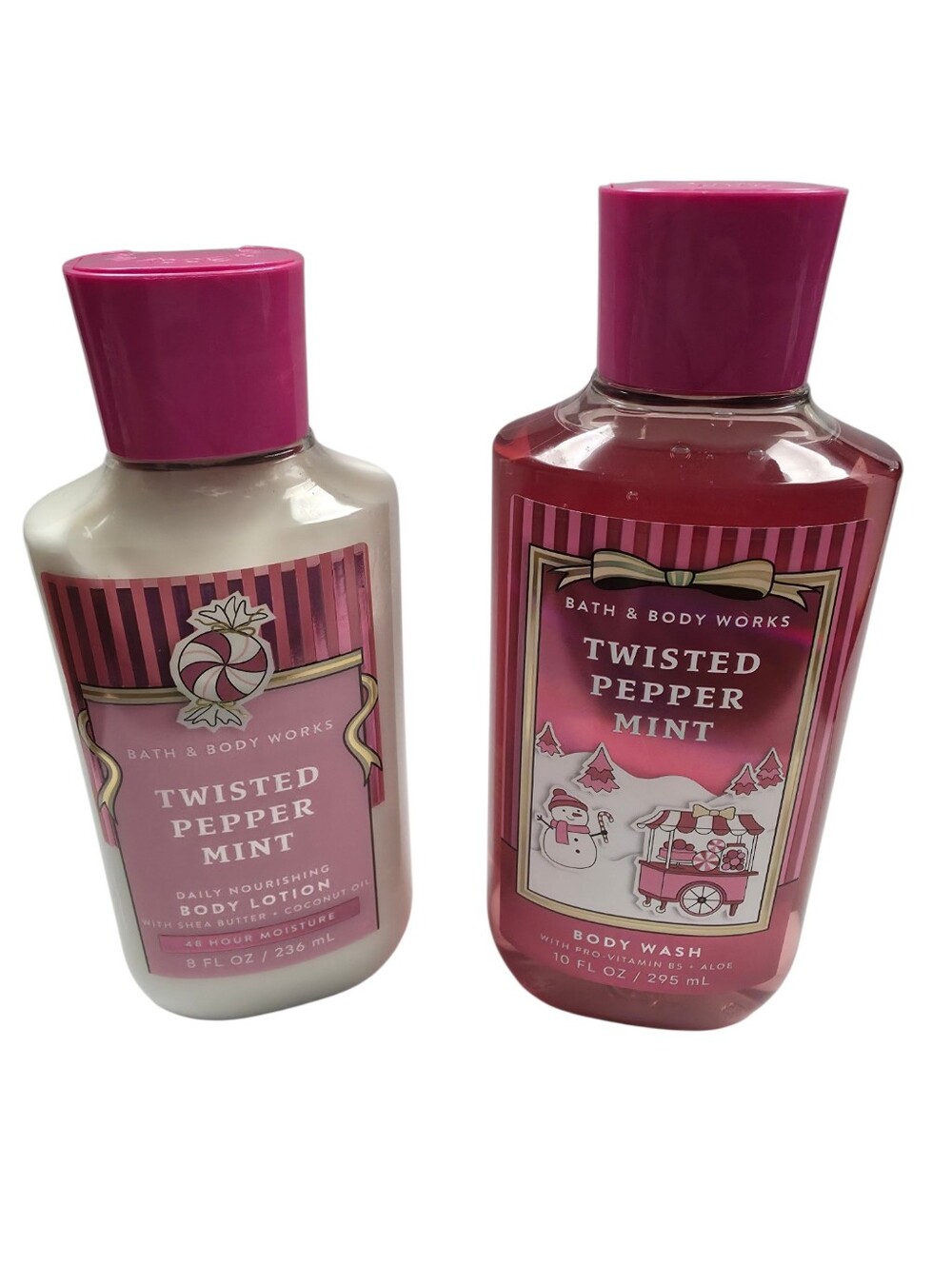 Bath & Body Works Twisted Pepper Mint Body Wash & Lotion - Pink